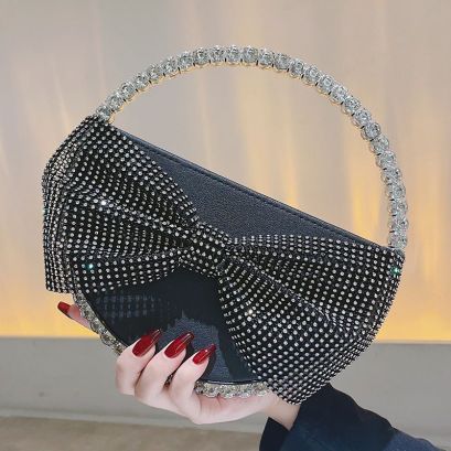 Round Shape Bowknot Bag black color | crezy line |