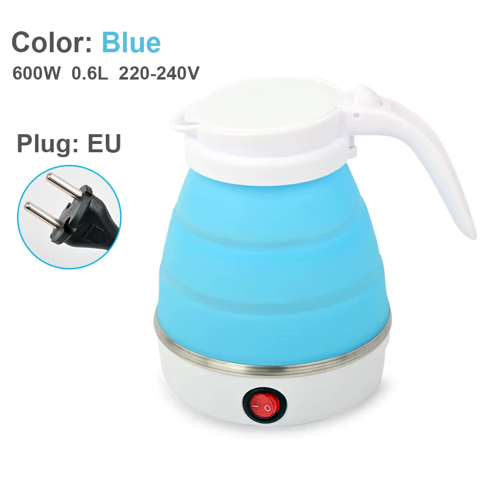 0.6L Mini Foldable Electric Kettle Portable Electric Kettle Household Travel Water Heater Silicone Compression 110V-220V