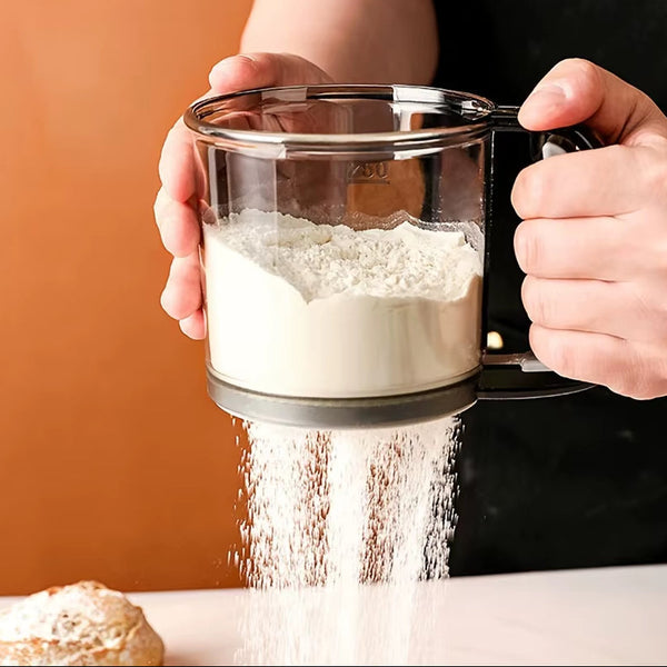 Semi-Automatic Flour Sifter with Hand Press Design Transparent Flour Sieve Non-Stick Baking Tools Kitchen Gadgets Accessories
