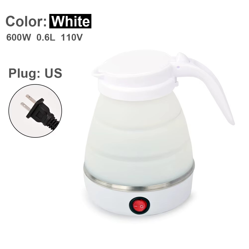 0.6L Mini Foldable Electric Kettle Portable Electric Kettle Household Travel Water Heater Silicone Compression 110V-220V