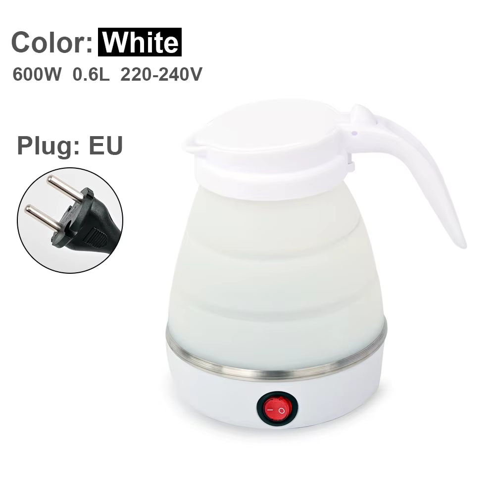 0.6L Mini Foldable Electric Kettle Portable Electric Kettle Household Travel Water Heater Silicone Compression 110V-220V