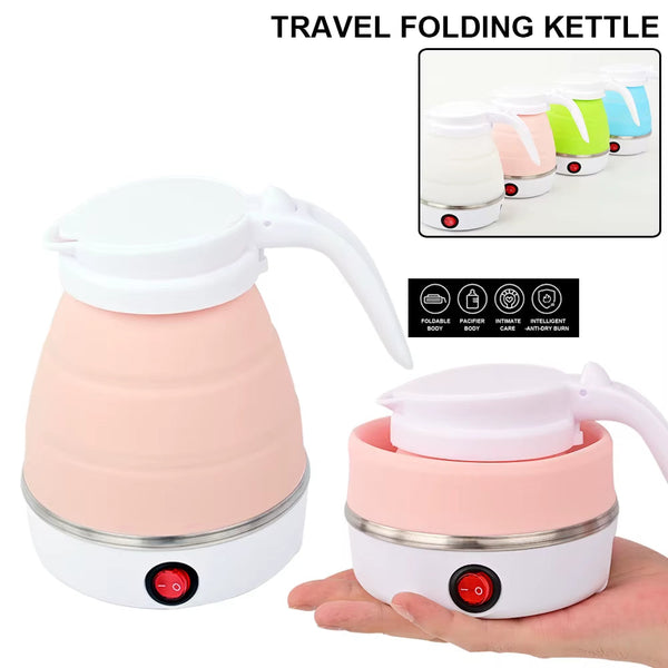 0.6L Mini Foldable Electric Kettle Portable Electric Kettle Household Travel Water Heater Silicone Compression 110V-220V