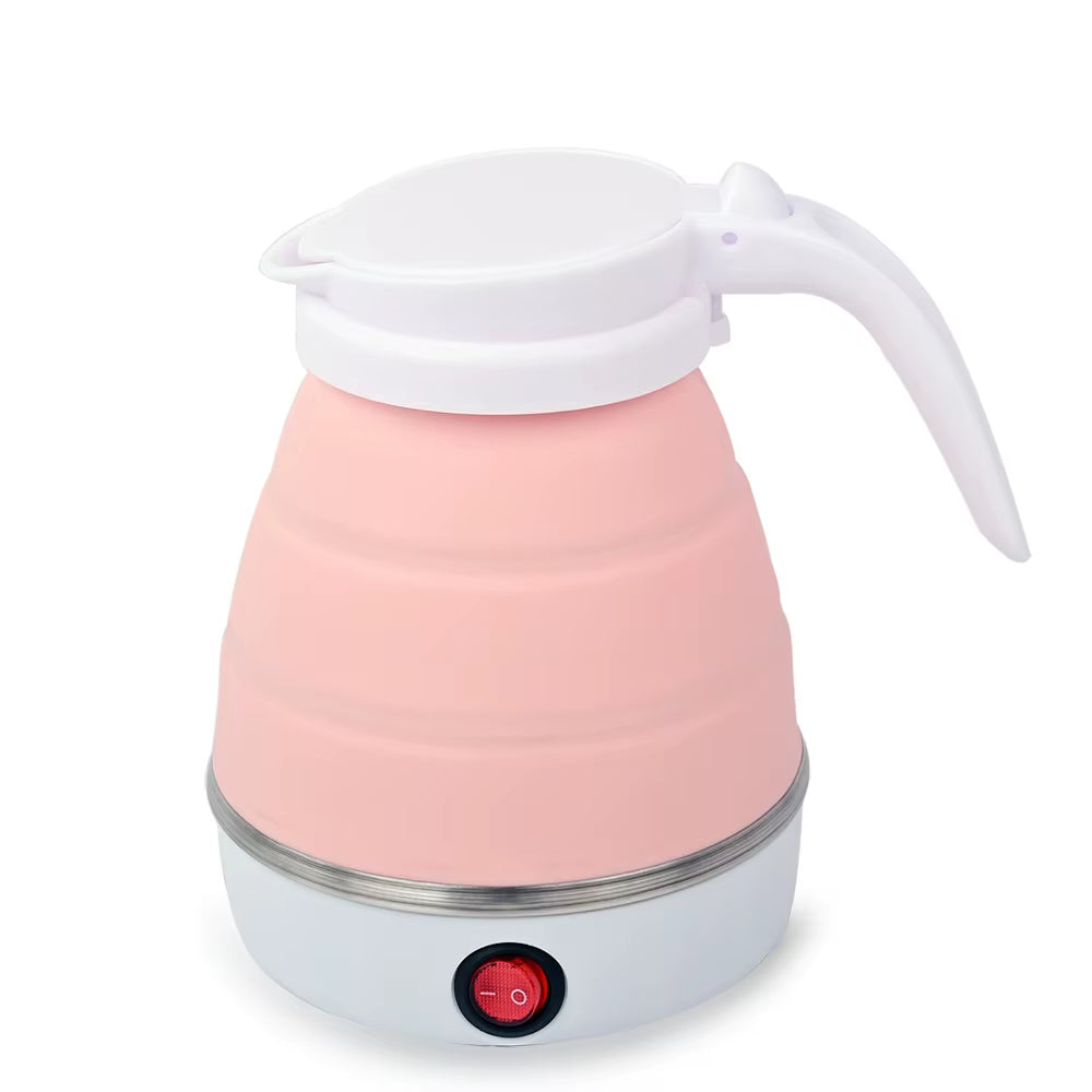 0.6L Mini Foldable Electric Kettle Portable Electric Kettle Household Travel Water Heater Silicone Compression 110V-220V
